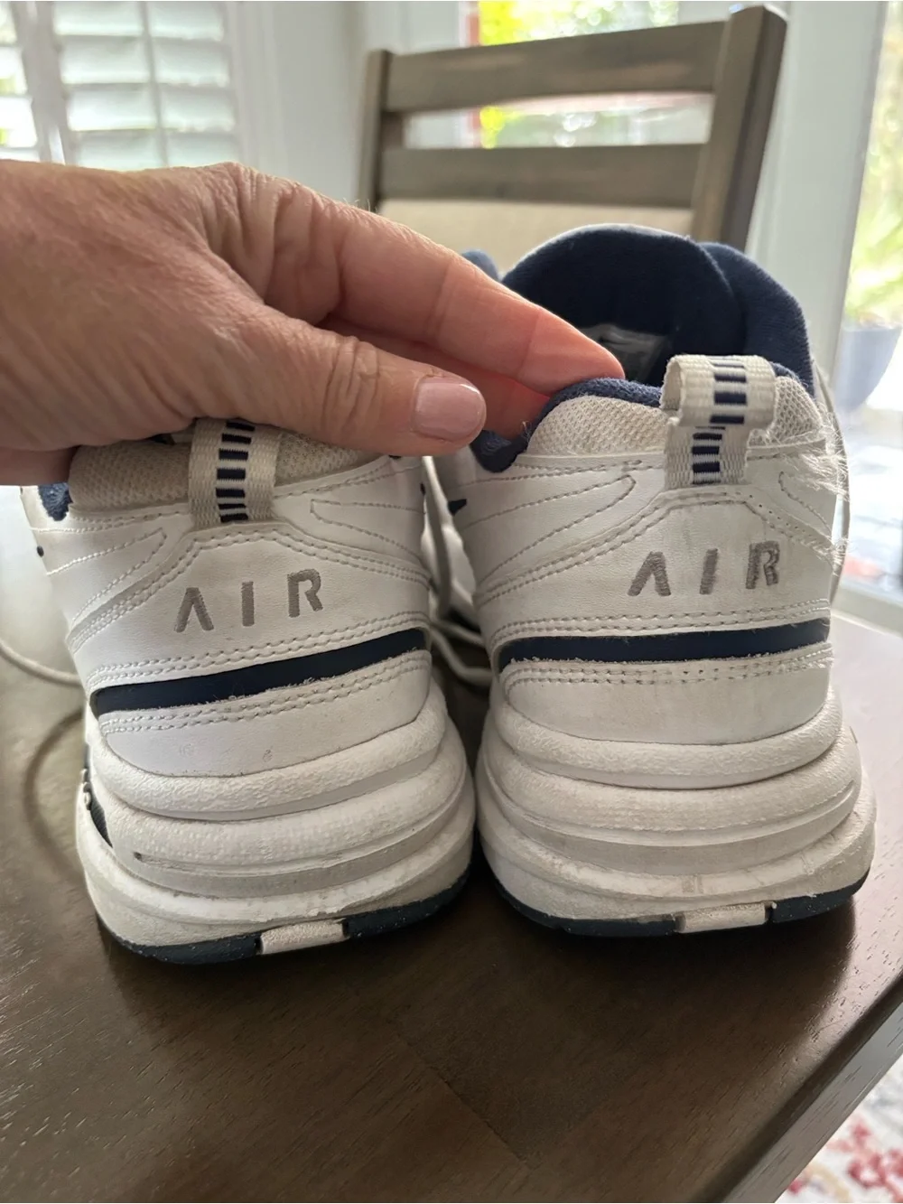 Nike White and Navy Air Monarch IV Men's Training Sneaker